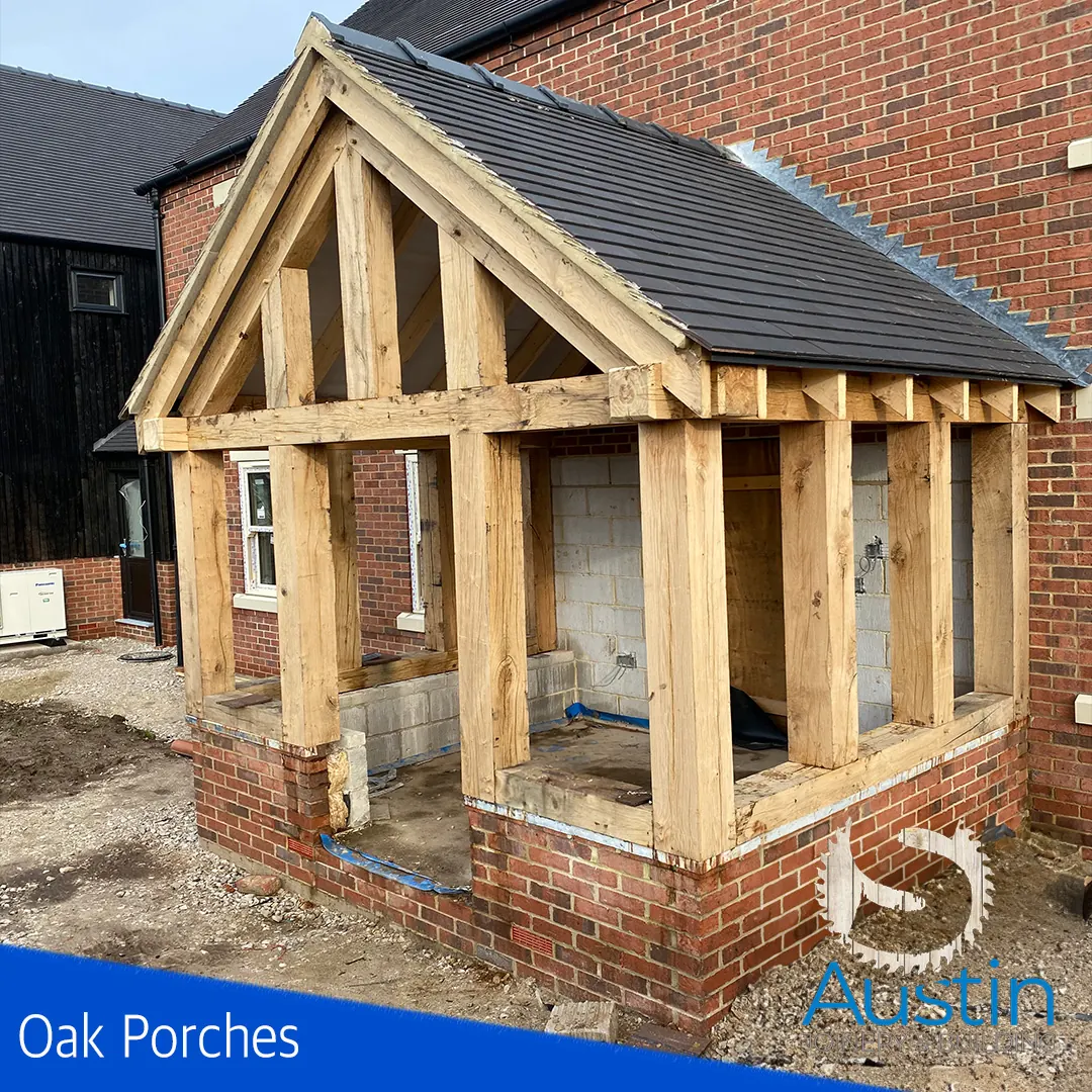 Bespoke oak porch in Derbyshire